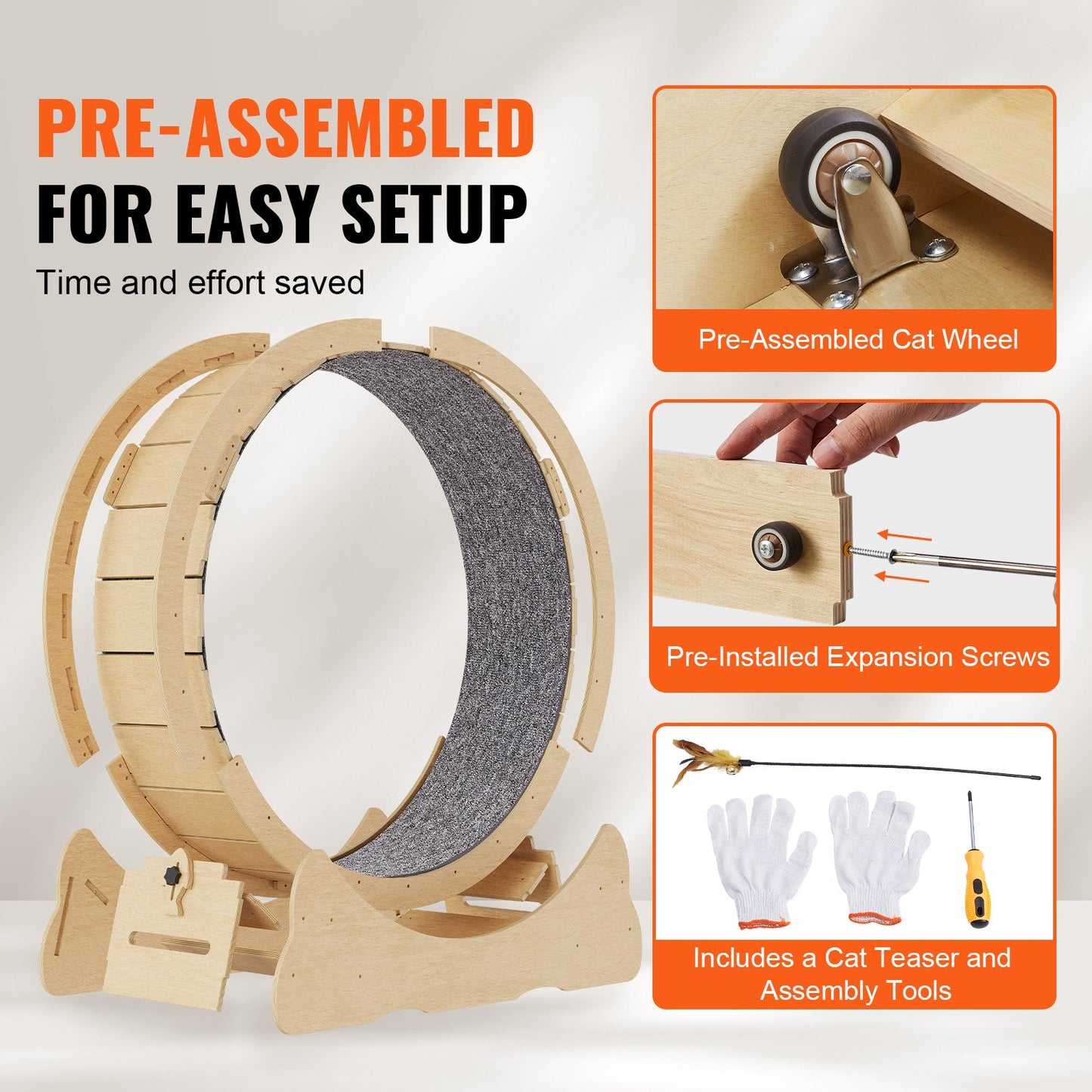 Silent Cat Exercise Wheel — Birch Wood