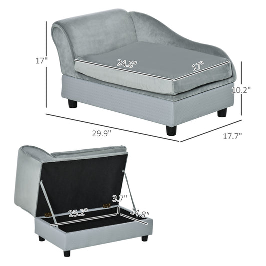 Velvet Dog Sofa Bed with Hidden Storage