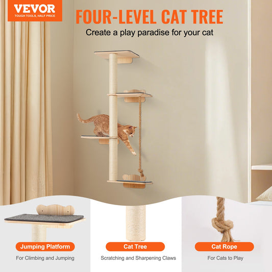 Tall Cat Wall Furniture Set — Premium 4 Tier