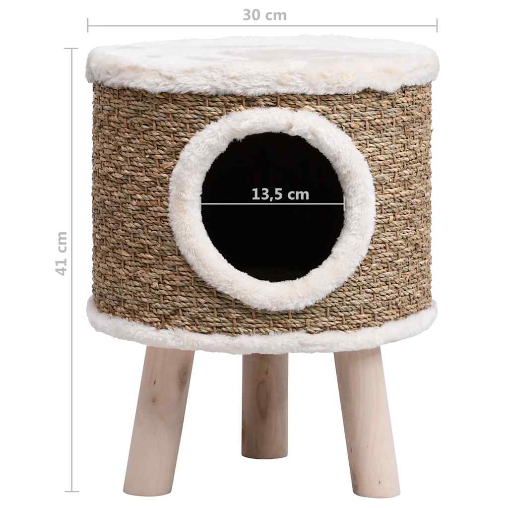 Seagrass Cat Tree with Oak Legs — 41 cm