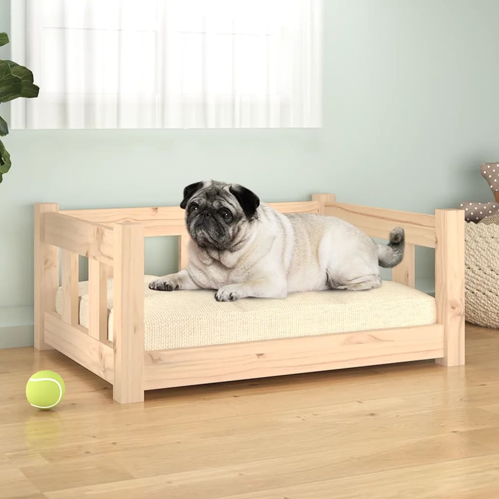 Scandinavian Pine Wood Dog Bed — Natural Finish