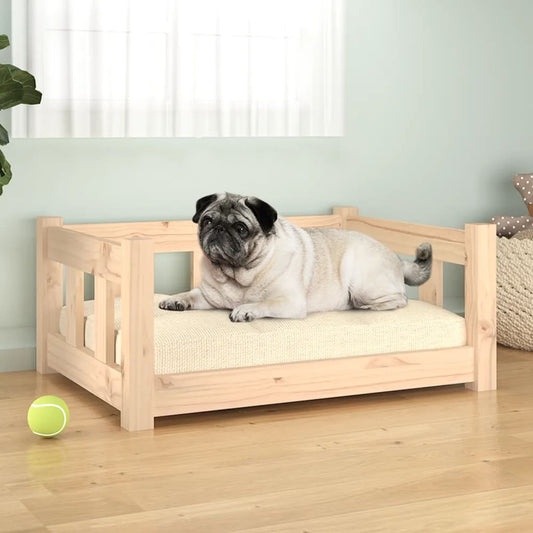 Scandinavian Pine Wood Dog Bed — Natural Finish