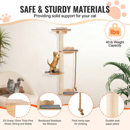 Tall Cat Wall Furniture Set — Premium 4 Tier