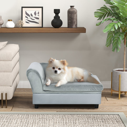 Velvet Dog Sofa Bed with Hidden Storage