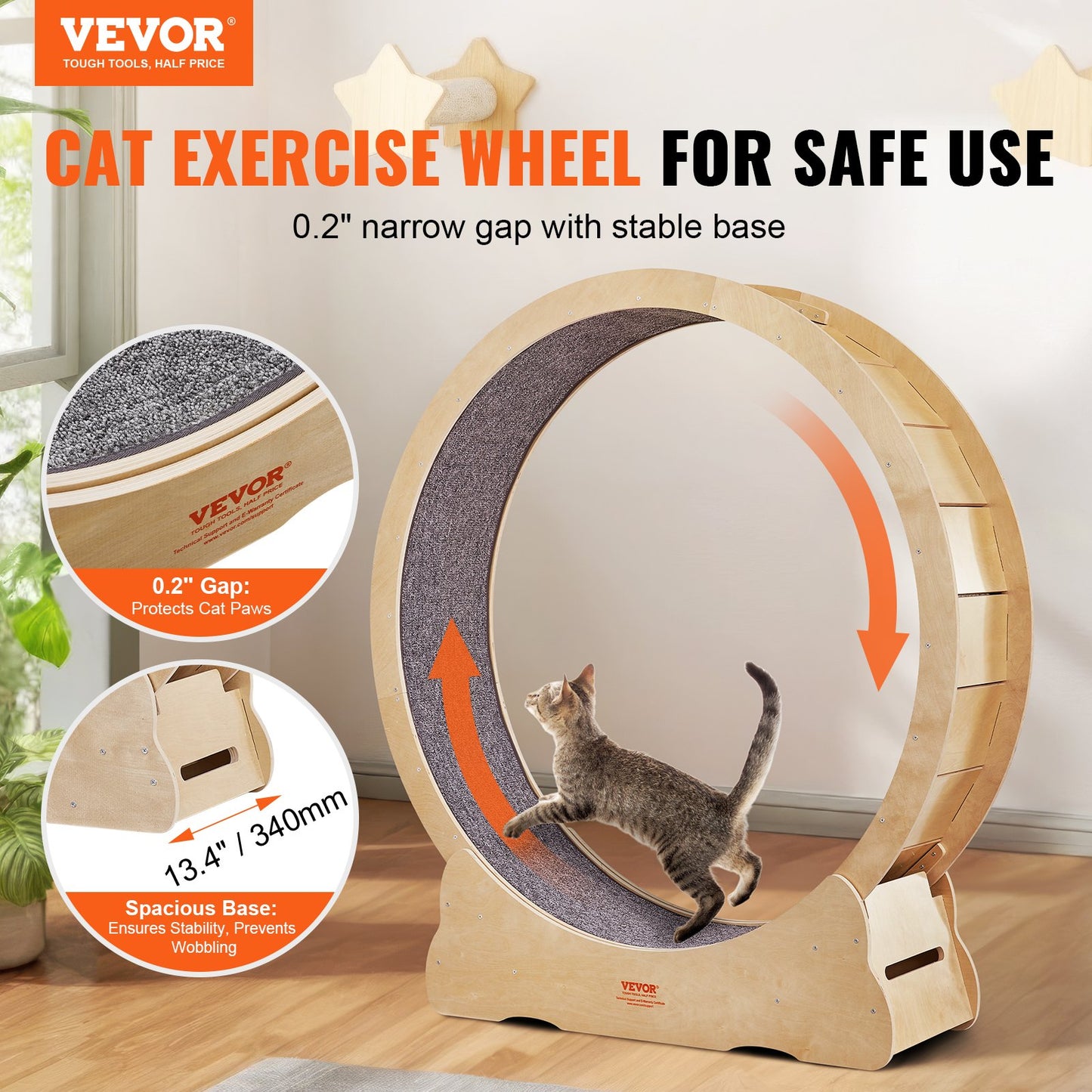 Silent Cat Exercise Wheel — Birch Wood