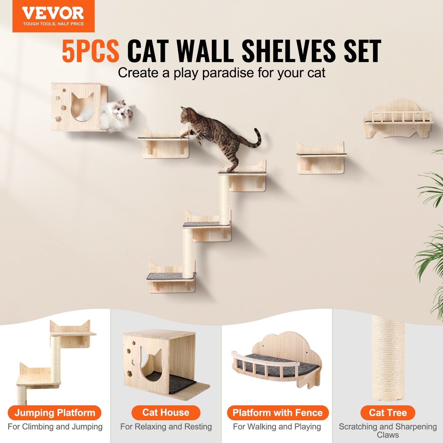 Wall Mounted Cat Shelf Set — Floating Perches