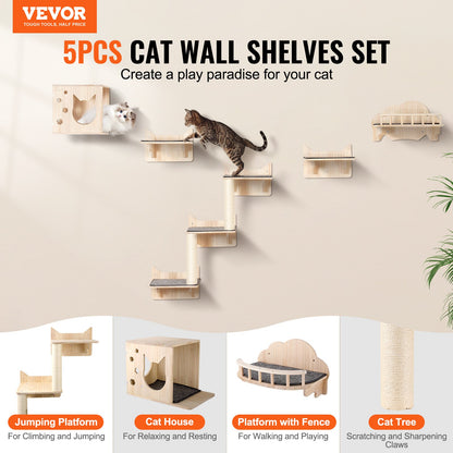 Wall Mounted Cat Shelf Set — Floating Perches
