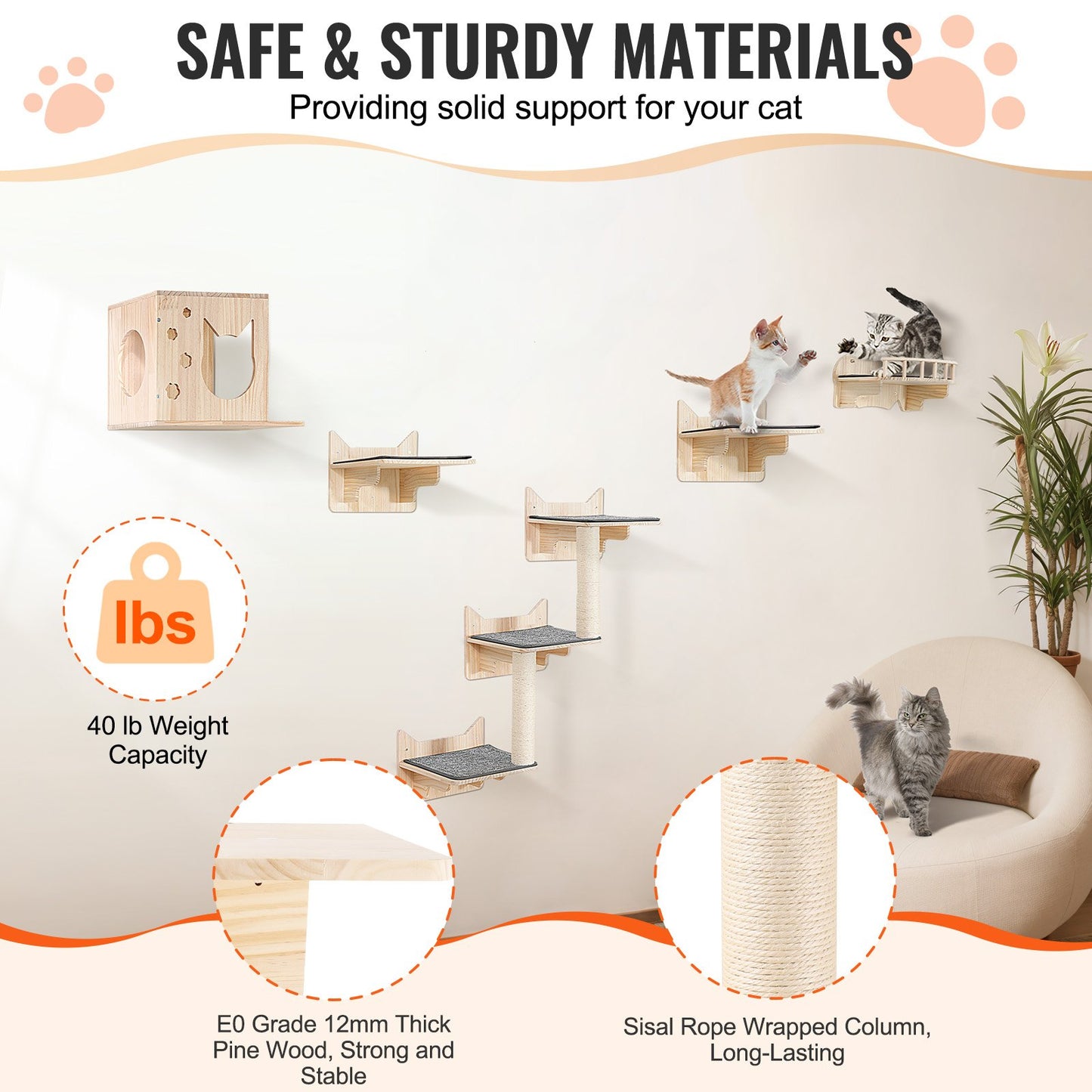 Wall Mounted Cat Shelf Set — Floating Perches
