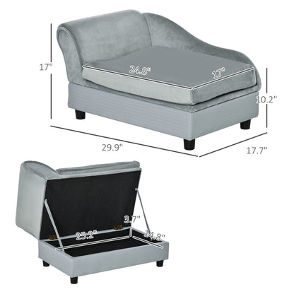 Velvet Dog Sofa Bed with Hidden Storage