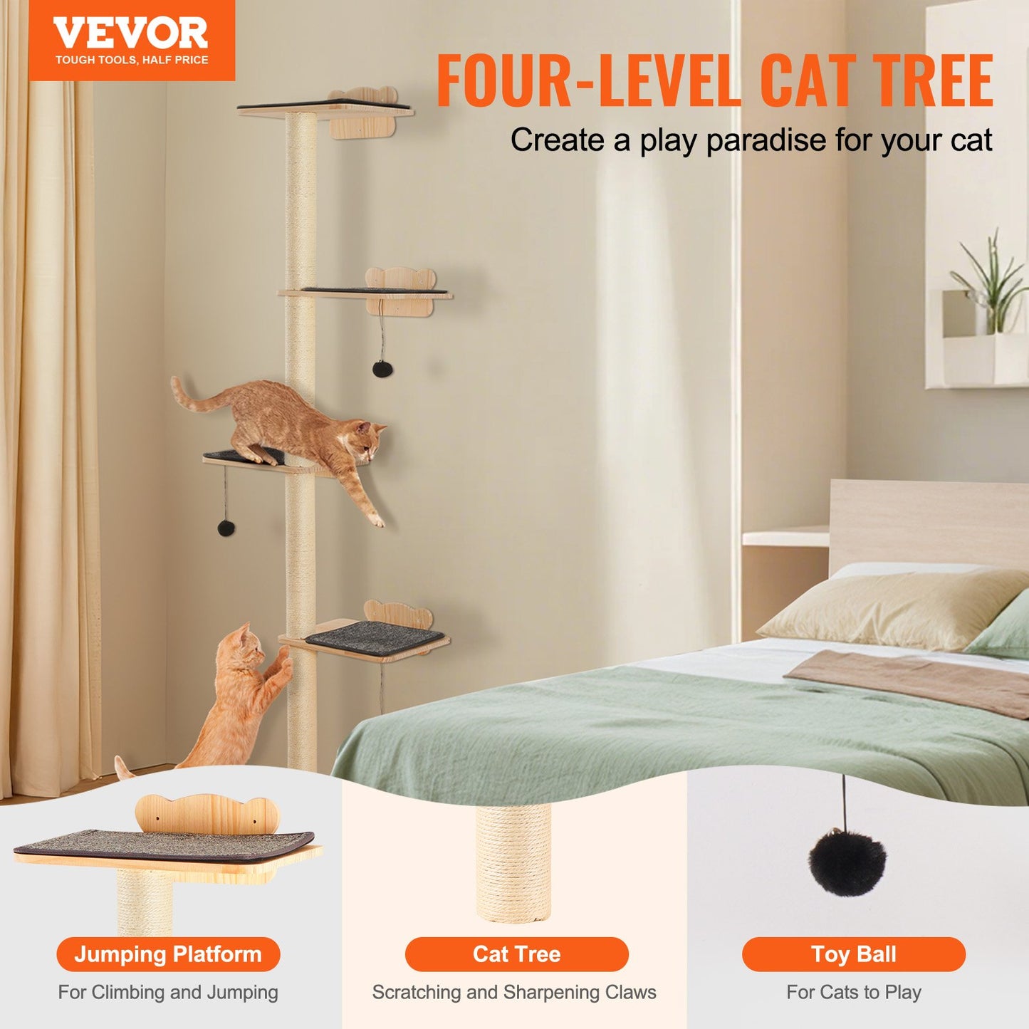 Modern Cat Wall Furniture Set — 4 Tier