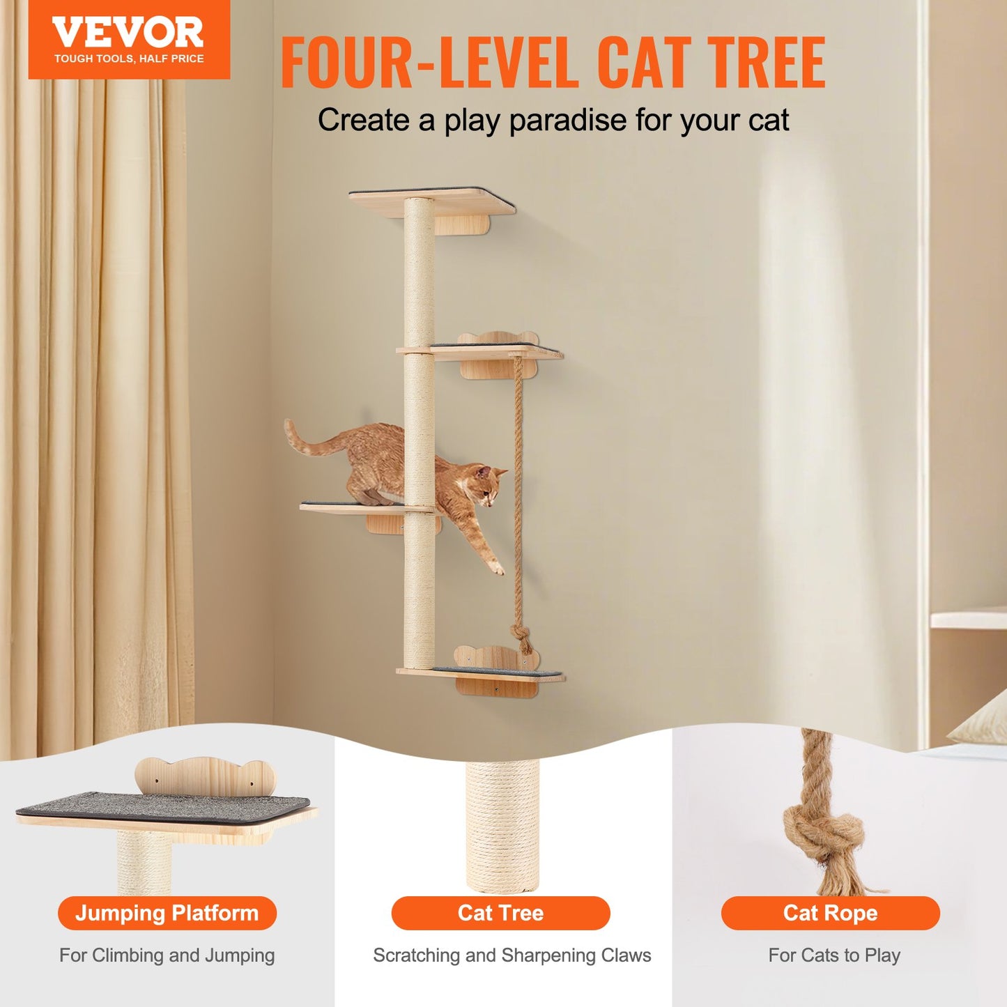 Tall Cat Wall Furniture Set — Premium 4 Tier