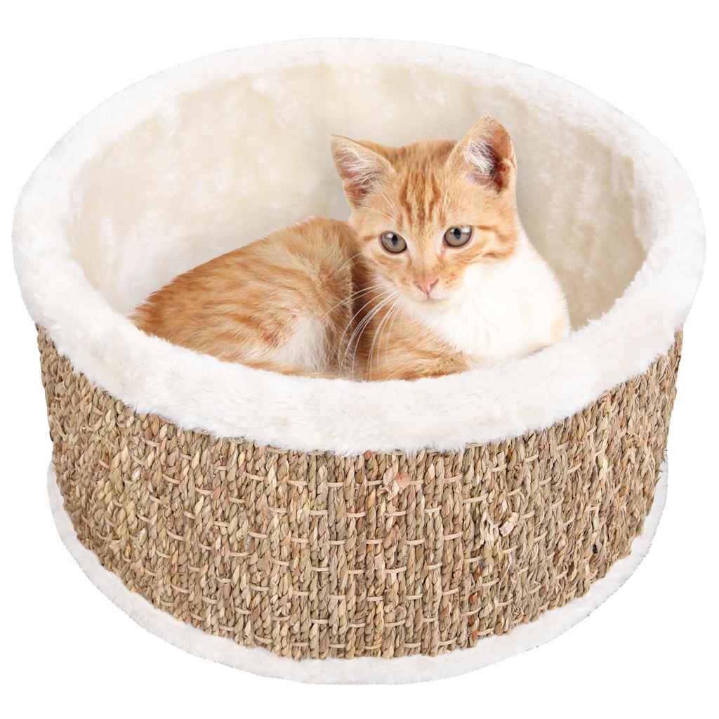 Round Seagrass Cat Basket — Natural & Handwoven