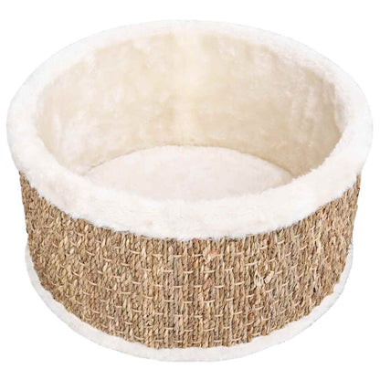 Round Seagrass Cat Basket — Natural & Handwoven