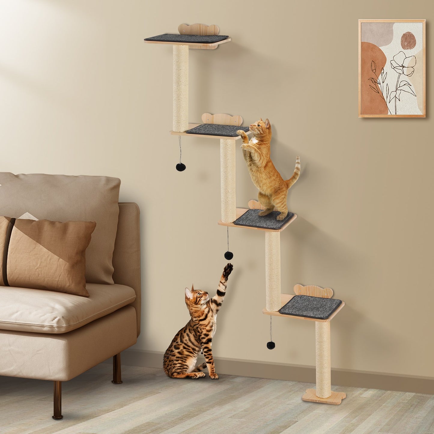 Modern Cat Wall Furniture Set — 4 Tier