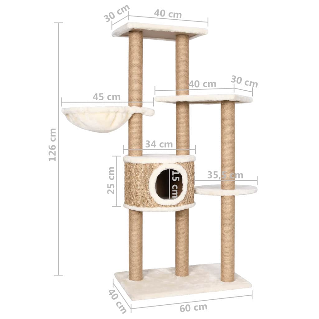 Tall Seagrass Cat Tower — Premium 126 cm