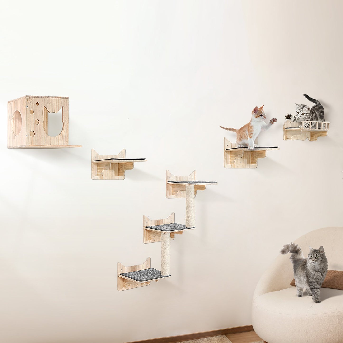 Wall Mounted Cat Shelf Set — Floating Perches
