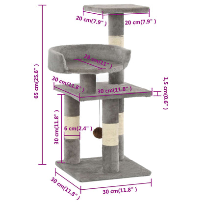Sisal Cat Scratching Post with Columns — 65 cm
